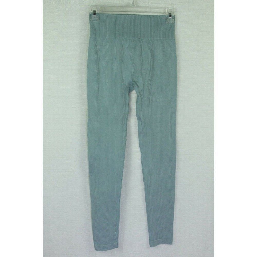 Sorella Leggings Ribbed Blue Nylon Full Length Spandex Womens Juniors